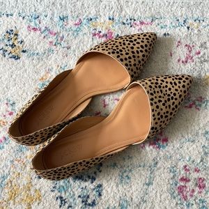 J. Crew Zoe leopard calf hair d'Orsay Flats